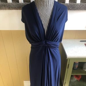 NWT Navy Cap-sleeve Maxi Evening Dress